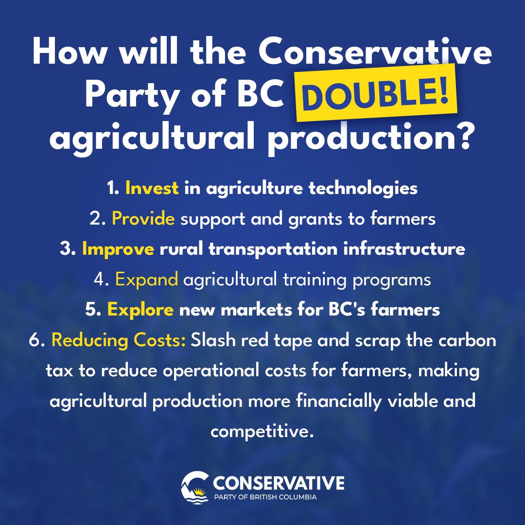 mack4change's tweet image. Here is our plan for how we will double agriculture production in British Columbia!  #bcfirst

#okanagan #westkelowna #peachland #kelowna #Bluewave2024
