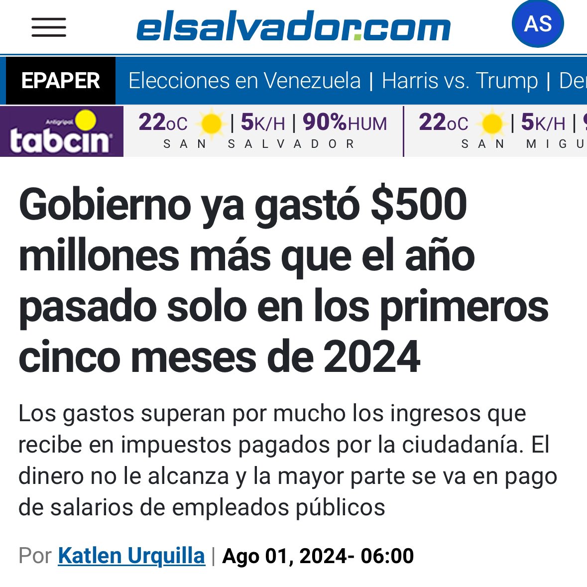 antoasb's tweet photo. Bien lejos quedan los días donde @nayibbukele repita sin parar aquella frase de “el dinero alcanza cuando nadie roba”. Lo peor es que obras no hay.

¿Qué han hecho el dinero?

Gobierno ya gastó $500 millones más que el año pasado solo en los primeros cinco meses de 2024 https://t.co/uUbHV3Pu23
