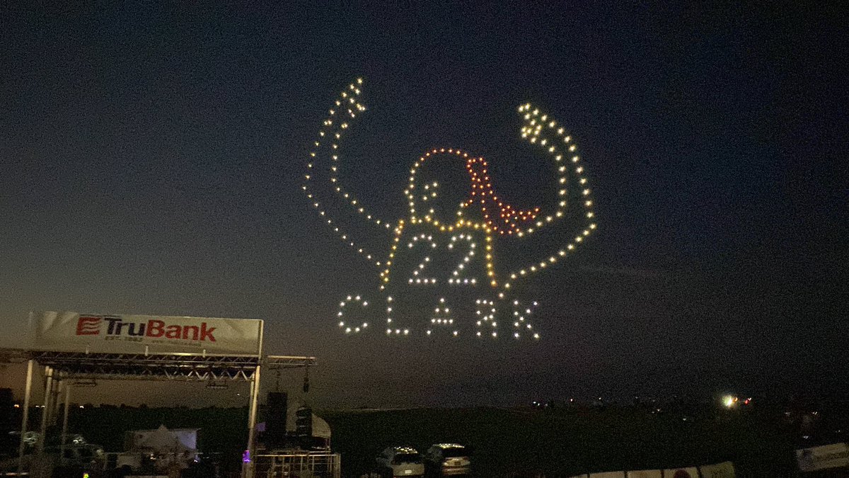 Atkeller44's tweet photo. @CaitlinClark22 as a board member of the National Balloon Classic come on down and see the HyVee drone show of Iowa! https://t.co/410UVzDHyy