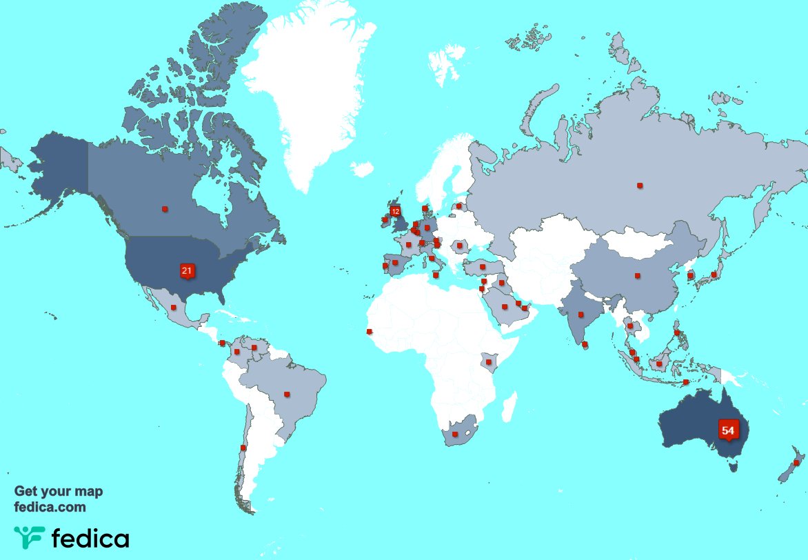 I have 3 new followers from Australia, and more last week. See fedica.com/!marc_cscott