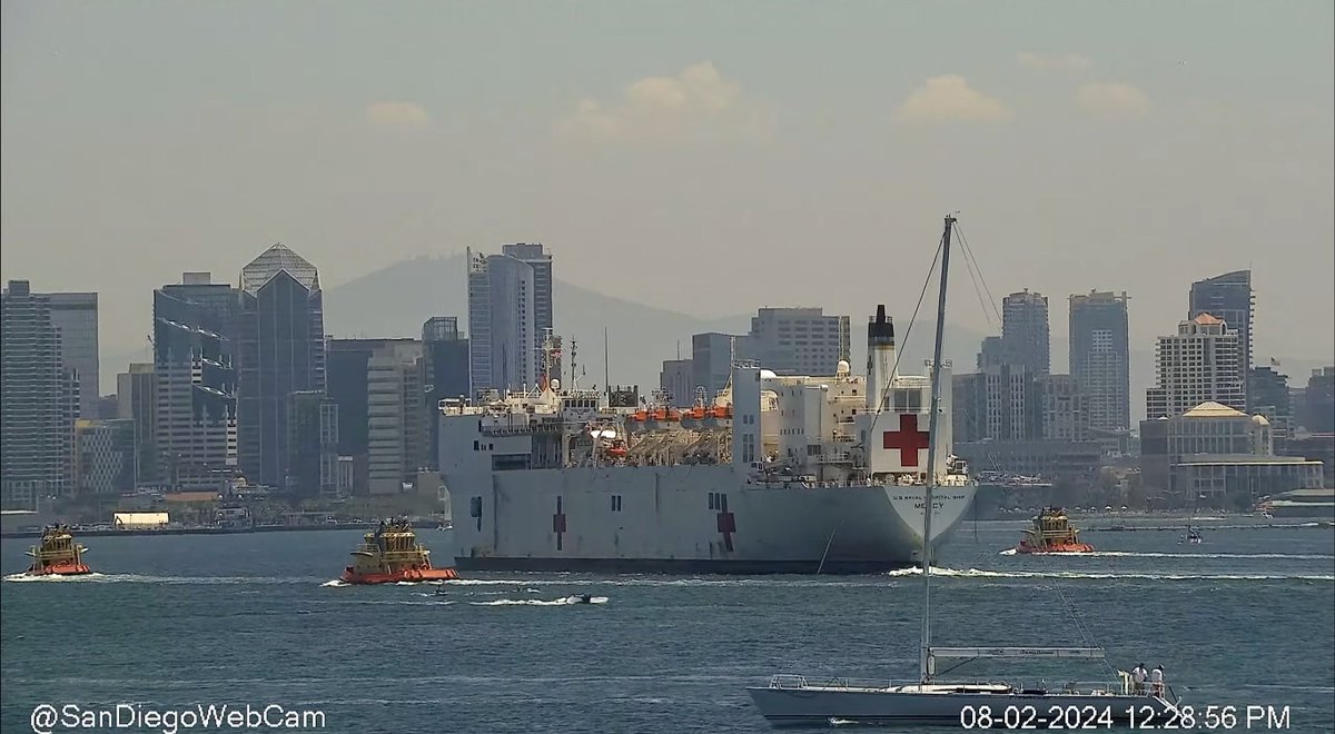 WarshipCam's tweet photo. USNS Mercy (T-AH-19) Mercy-class hospital ship coming into San Diego - August 2, 2024 #usnsmercy #tah19

SRC: webcam https://t.co/FT9WKrMGsQ