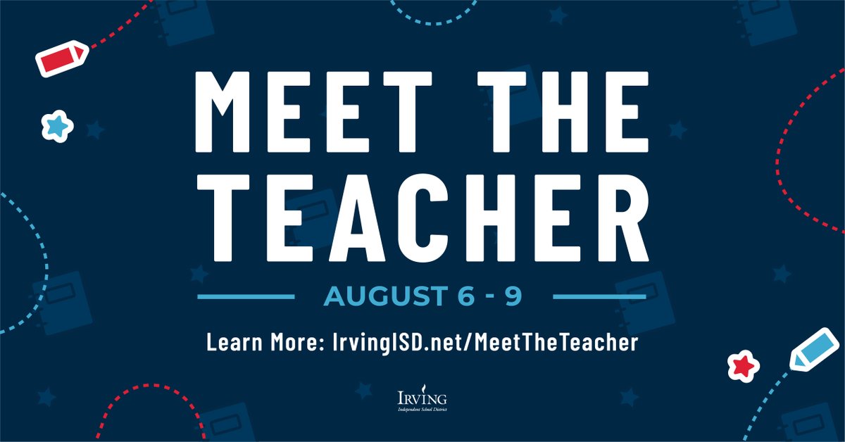 ‼️Reminder‼️ Join us for our Meet the Teacher events next week! 📚🍏 This is a great opportunity to ask questions, connect with other parents and build a strong home-campus partnership. Learn more at IrvingISD.net/MeetTheTeacher. We can't wait to see you there! 👋
