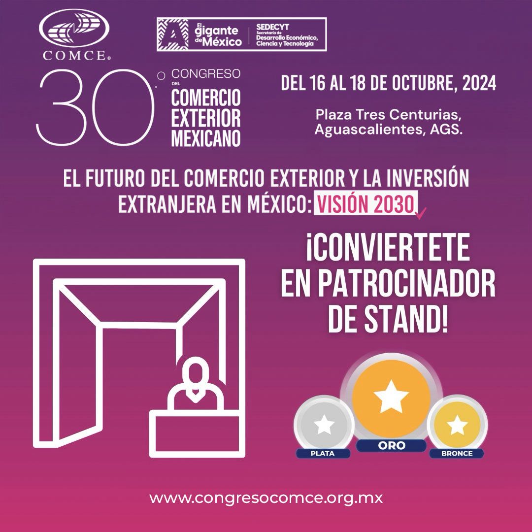 ComceOficial's tweet photo. ¡Únete a nosotros en la celebración de la 30ª edición del #CongresoCOMCE!✨

Sé uno de nuestros patrocinadores para stand y accede a beneficios inigualables, como presencia de marca en materiales promocionales, redes sociales y más.

Contacto📩 congreso@comce.org.mx https://t.co/fE5AhE40Ni