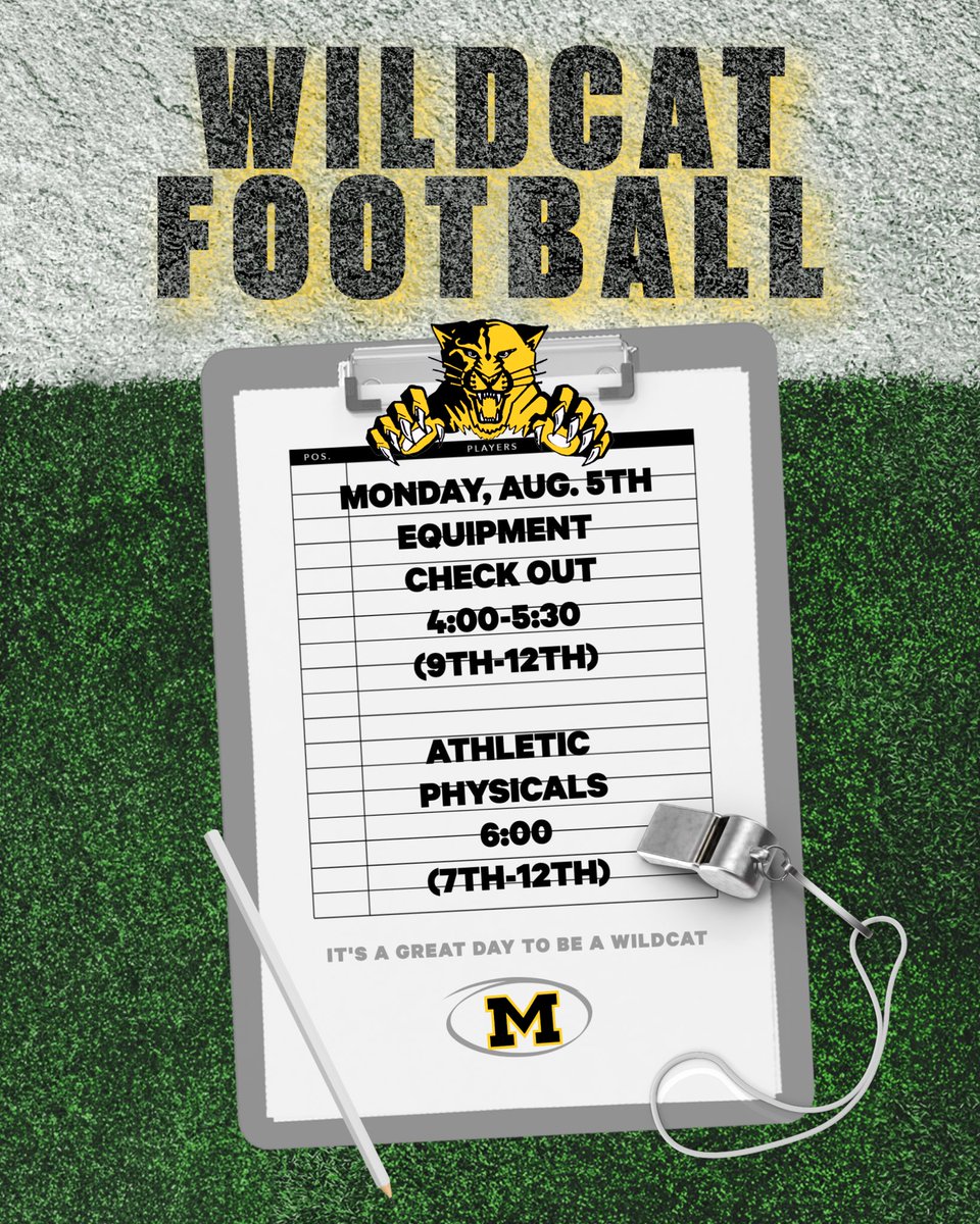 9th-12Football

Monday August 5th:
4:30PM - Equipment Checkout (Locker Room). 

6:00PM-Physicals (Make sure you are registered in RankOne).