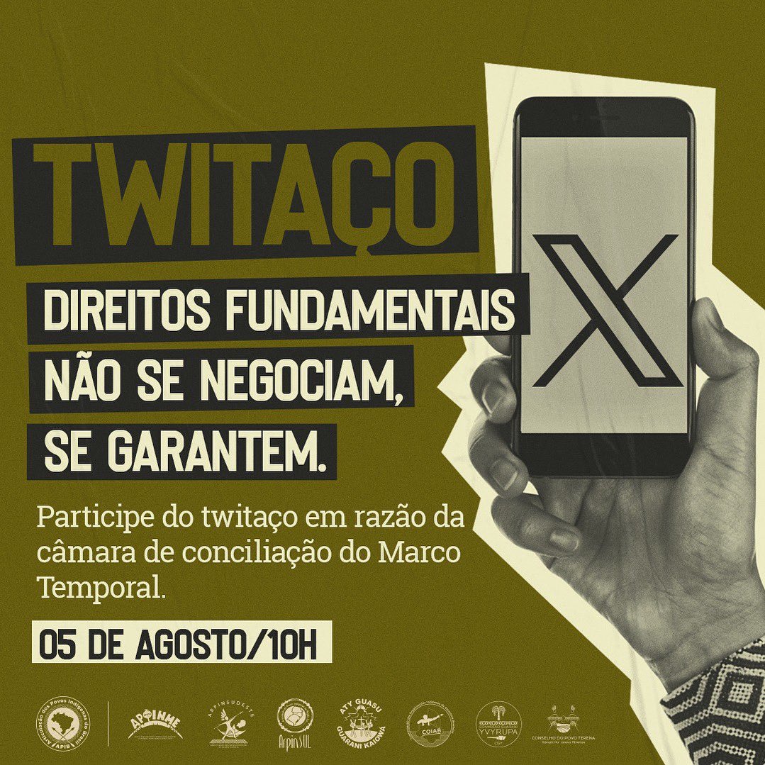 A Articulação dos Povos Indígenas do Brasil (Apib) convoca lideranças e organizações indígenas e indigenistas para a mobilização. 

Em Brasília, lideranças acompanharão a reunião da câmara do STF que avaliará a Lei do Genocídio Indígena.

#PEC48NÃO
#MarcoAncestral
#demarcaçãojá
