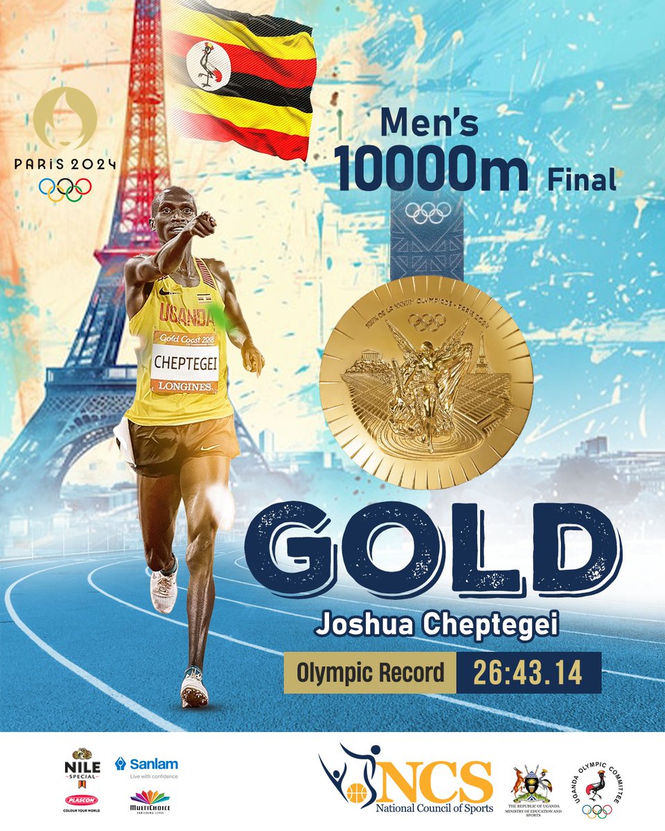 National Council of Sports -Uganda (@ncsuganda1) on Twitter photo JOSHUA JUBILATIONS! Cheptegei rewrites history as he becomes two-time Olympic Games champion, setting yet another record while at it! It is Team Uganda's first medal of the <a href="/parisolympicss/">Paris 2024 Olympics</a> JOSHUA JUBILATIONS! Cheptegei rewrites history as he becomes two-time Olympic Games champion, setting yet another record while at it! It is Team Uganda's first medal of the <a href="/parisolympicss/">Paris 2024 Olympics</a>