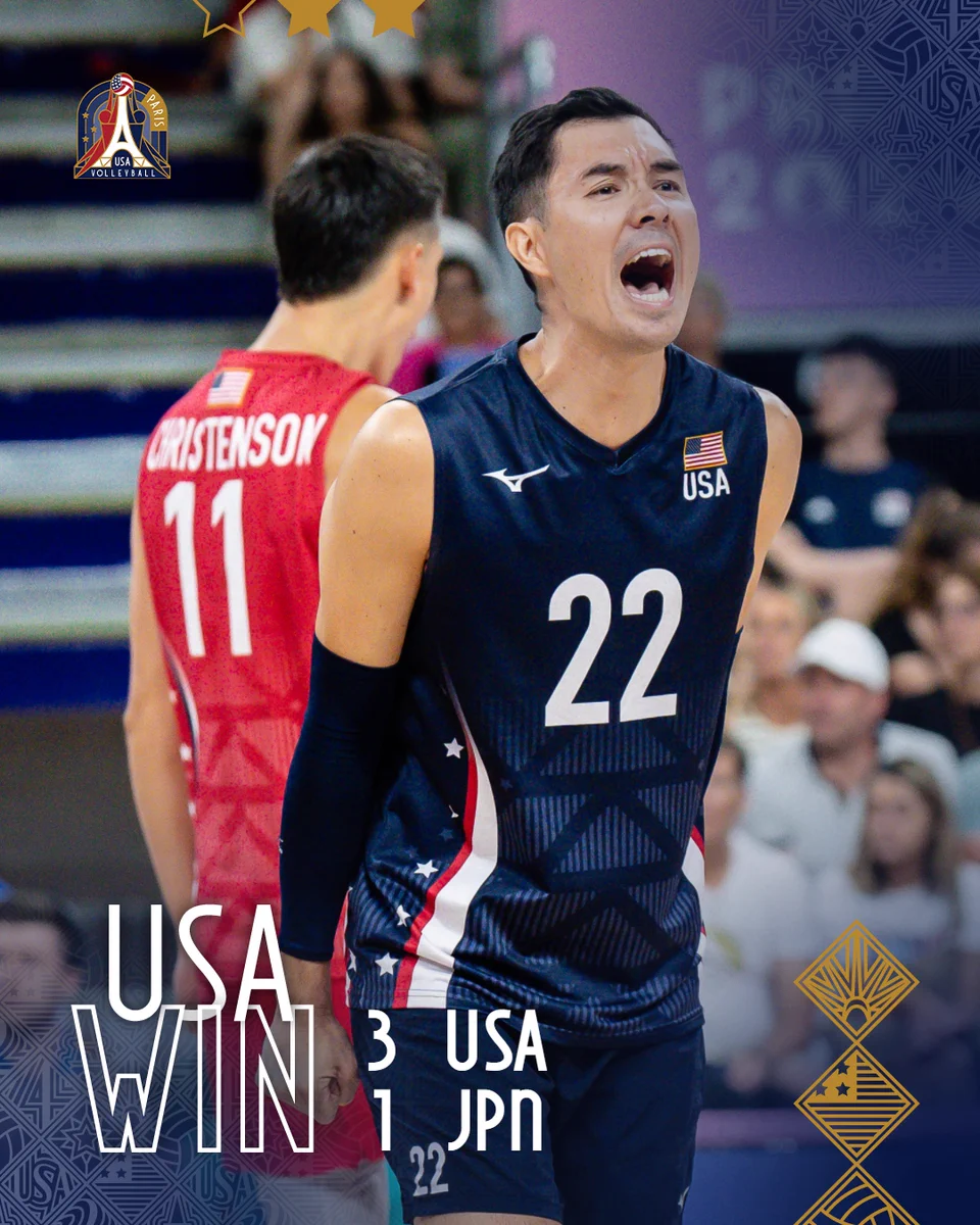 Erik Shoji celebrates. Usa defeats Japan 3-1
