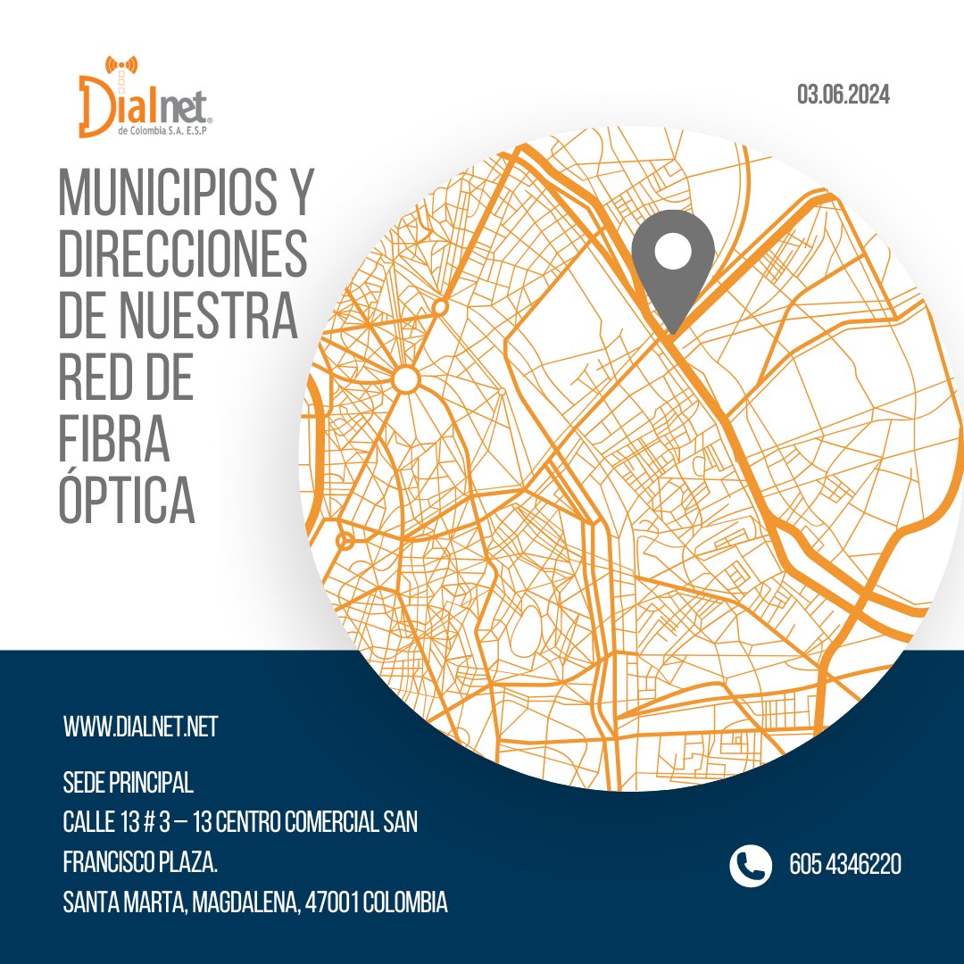 DialnetC's tweet photo. 📍 Municipios y direcciones de nuestra Red de fibra óptica.

Conoce las áreas donde ya estamos presentes. Visita nuestro sitio web https://t.co/xMj0vOkD9e para más información y verifica si tu municipio ya forma parte de esta revolución tecnológica. https://t.co/KAvFIbEkdd