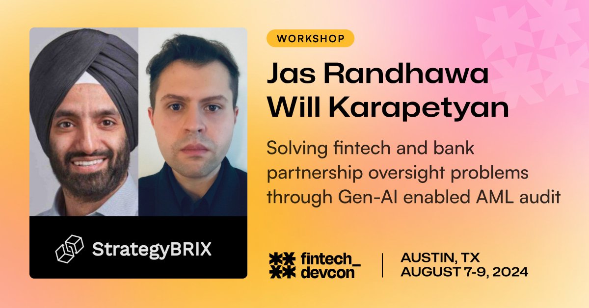 fintechdevcon's tweet photo. ❗Don't miss this insightful talk from Jas and Will of @strategybrix.

🧠 Learn about scaling your #fintech for enterprise partnerships and navigating #duediligence and maintaining innovation.

👂 We can't wait to hear this one at #fintechdevcon. https://t.co/w92L5A13Tp