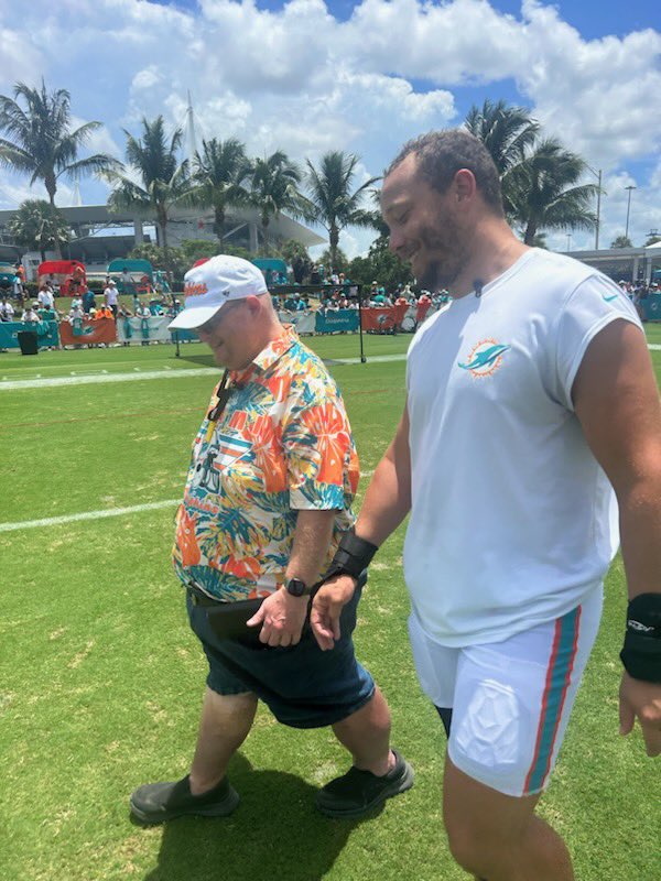 Miami Dolphins Captain Alec Ingold spotted with an offensive lineman prospect from Belleville, NJ