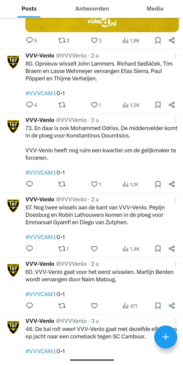 Heeft VVV geen enkele kans gehad vnvd of gaat het officiële VVV-Venlo twitteraccount alleen nog over de wissels en rust/eindsignaal twitteren? 🙈