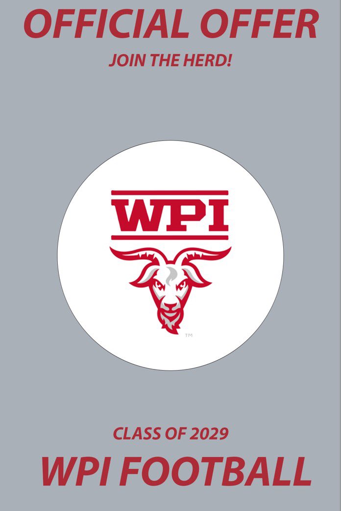 dylanhunt217's tweet photo. After a great camp with @WPIFootball and talk with @CoachRobFB, I am grateful to share that I have received an offer to continue my academic and football career at WPI! https://t.co/agOIq0ViGp