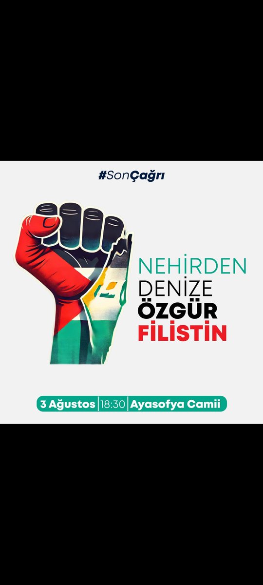 DicleTugva's tweet photo. Filistinli kardeşlerimize yapılan soykırımın karşısında biriz, biniz, birlikteyiz! 
Filistin için ve mazlumların sesi için hep birlikte Ayasofya’da buluşuyoruz.

#SonÇağrı
🗓️ 03.08.2024
⏱️ 18.30
📍 Ayasofya Meydanı https://t.co/31VwGJRsEw