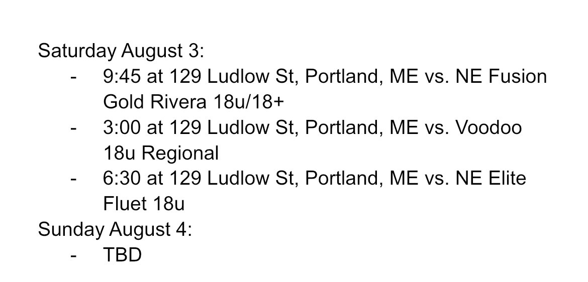 🚨Here’s my schedule for our last tournament this weekend in Portland, ME 🚨So excited!
