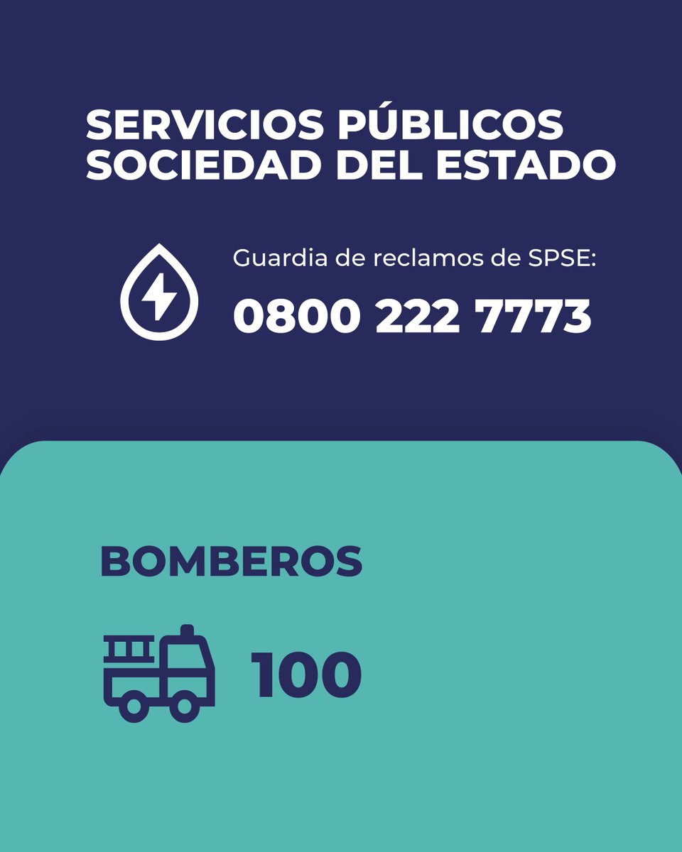 INFORMACIÓN IMPORTANTE🚨

🌧️ | Frente a las crecientes dificultades por los distintos fenómenos climáticos, les recordamos los números de emergencia importantes.

☎️ | Si necesitas asistencia, no dudes en llamar a los siguientes contactos:

¡Guardá y compartí esta información!