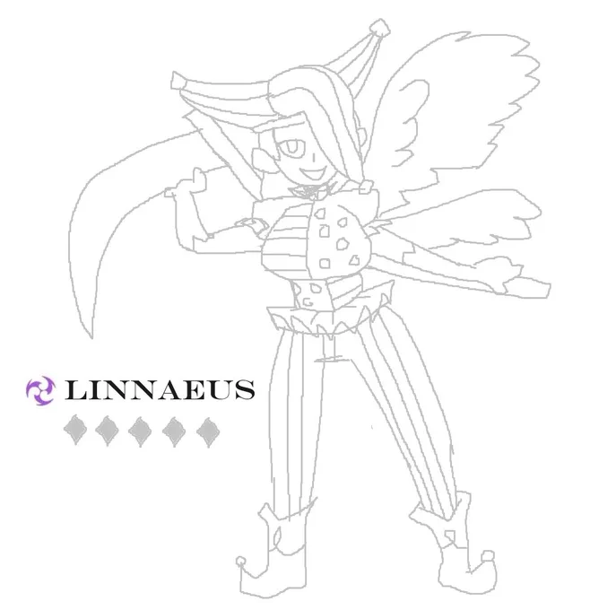 the voice call is designing fake genshin characters so i came up wtih lycaura and collabed with erica on linnaeus 