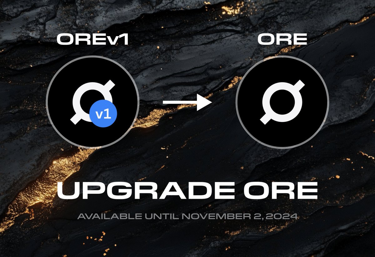 Upgrading ORE

Starting today, you can now upgrade OREv1 tokens to v2. 

Read on to learn how.

🧵