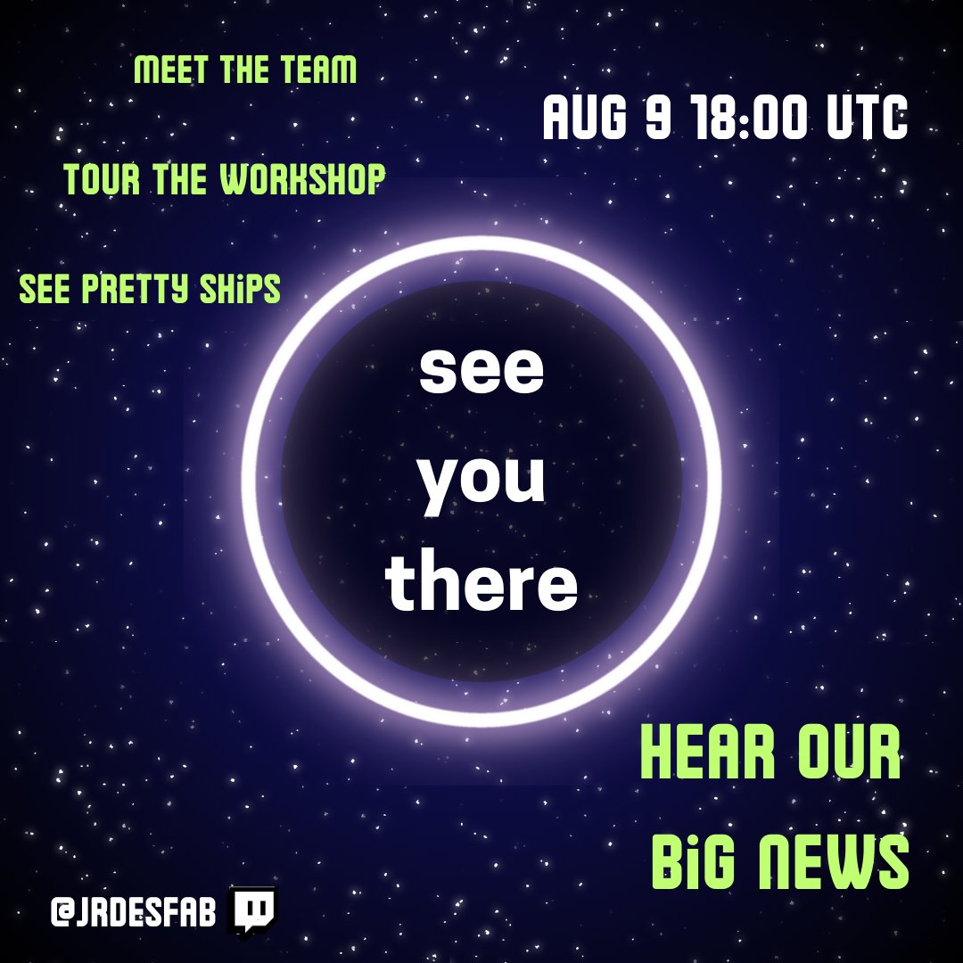 JRDesFab's tweet photo. Back by popular demand, but also for the first time ever, your JRDF US team will be streaming LIVE one week from today! https://t.co/17Uy2hwvDn #twitchstream #meettheteam #bignewscomingsoon #starcitizen #kitmodels #JRDF https://t.co/urLTp31rrW