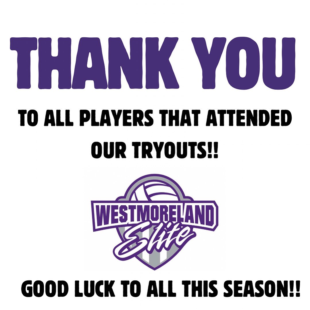 Whewwww!  It’s been a crazy week for all and it is finally starting to slow down!!  Thank you to all of the 170+ players that came to West E tryouts!!  Good luck to everyone this season!!  🏐