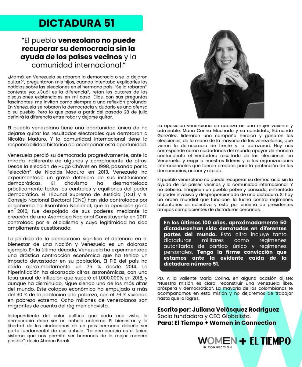 Yo creo sin duda alguna que estamos ante la caída de la dictadura número 51. <a href="/ELTIEMPO/">EL TIEMPO</a> <a href="/womeninconex/">womeninconnex</a> <a href="/MariaCorinaYA/">María Corina Machado</a>