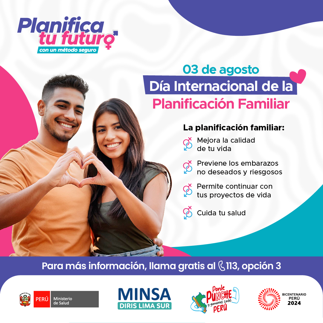 DIRISLimaSur's tweet photo. Hoy, en el Día Internacional de la Planificación Familiar, recordamos la importancia de los derechos reproductivos y el acceso a servicios de salud. ¡Infórmate y toma decisiones conscientes para un futuro saludable! 🩺💡
#PlanificaciónFamiliar #SaludReproductiva #DirisLimaSur https://t.co/EMSaHBoKpp