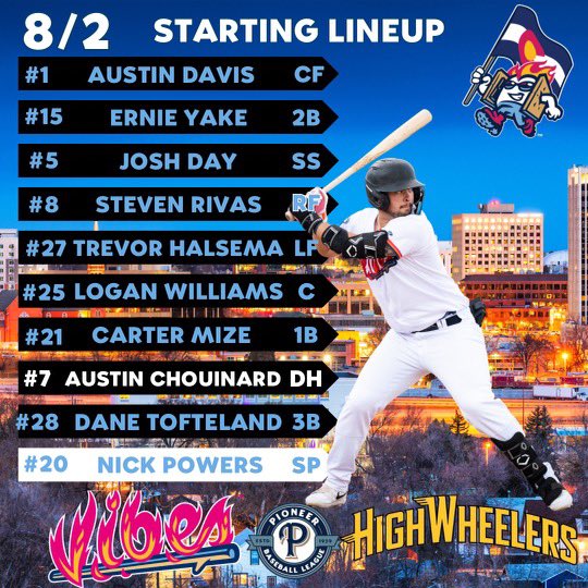 VibesBaseball's tweet photo. Starting lineup for Firework Friday against Yolo🎇 https://t.co/2rISCFZP6y