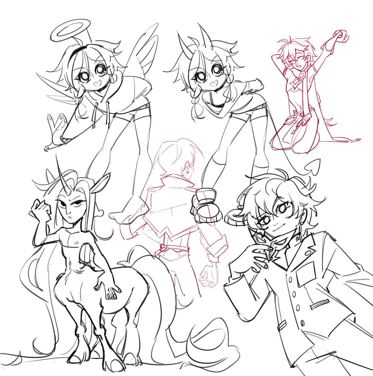 Tookeech's tweet photo. Sketches! 
#genshin #wanderer #albether #oc https://t.co/4iHlYT76nj