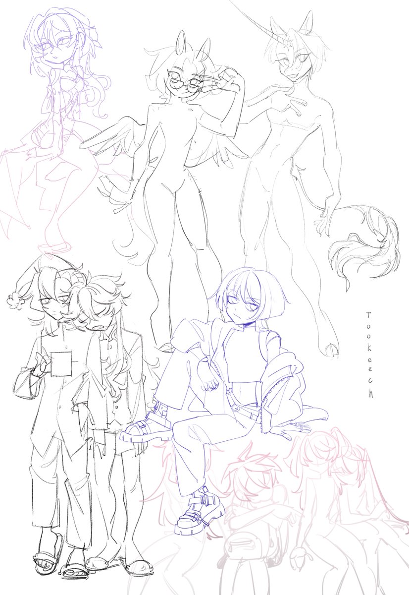 Tookeech's tweet photo. Sketches! 
#genshin #wanderer #albether #oc https://t.co/4iHlYT76nj