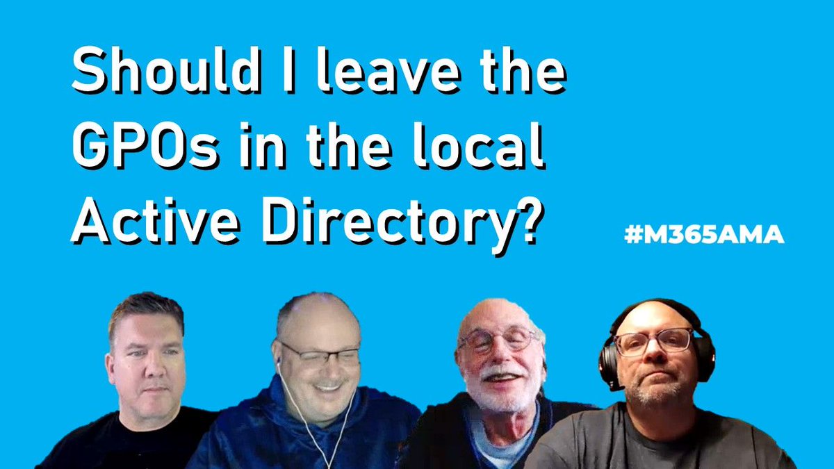 Should I leave the GPOs in the local Active Directory? buff.ly/3YsLSnO

Another community question answered by the #M365AMA expert panel w/ fellow MVPs Mike Nelson (<a href="/mikenelsonIO/">Mike Nelson</a>) Hal Hostetler (<a href="/TVWizard/">Hal Hostetler</a>) &amp; Dan Rey (<a href="/stilldrey/">Daniel Rey MS MVP (Copilot for M365 and Surface! )</a>) #MVPBuzz #Azure #VDI #Intune