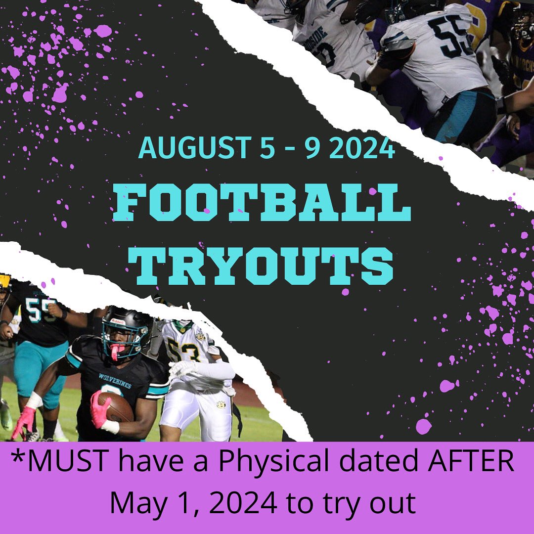 Tryouts Monday- Friday at Woodside from 5:00- 8:00pm.  All tryout dates are mandatory.  Any questions reach out to the coaches on the band app.