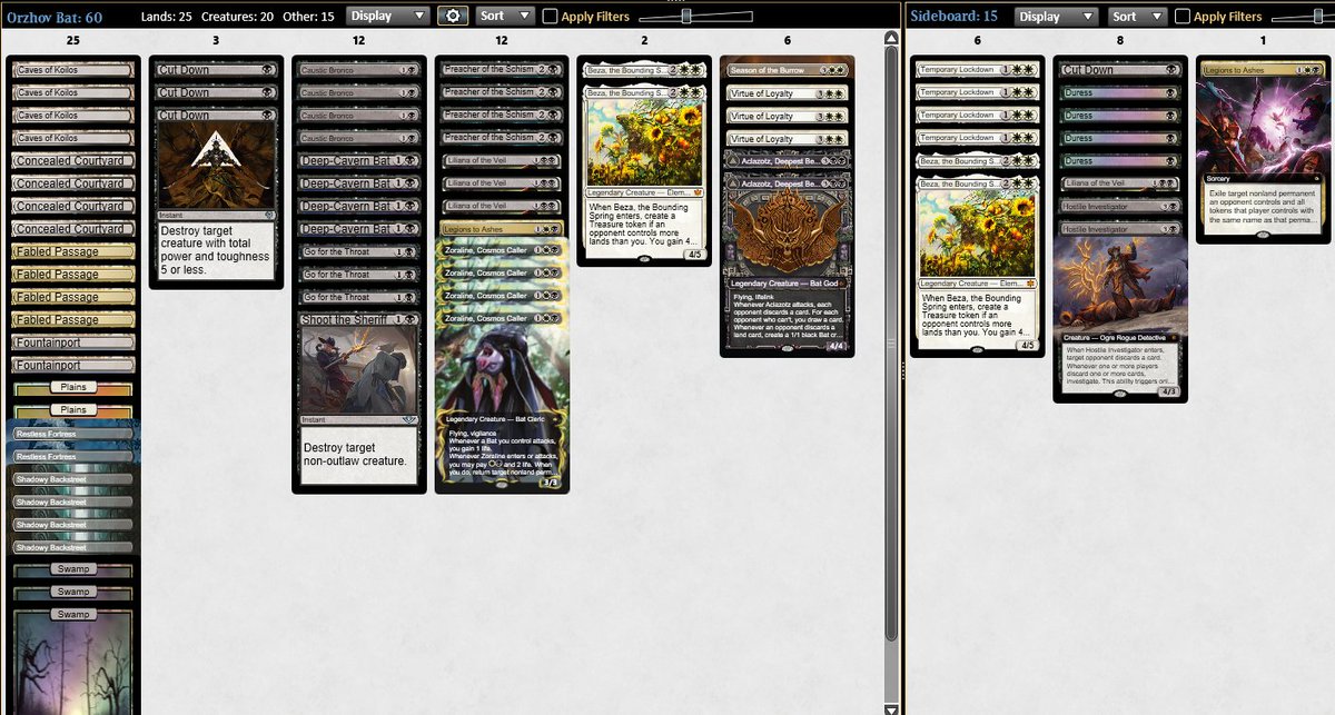 Top8 Standard Challenge in the new metagame. 
Deck worked very well, but maybe for the next one I'll still make some changes. Zoraline and Season of the Burrow were MVP so maybe I'll add one more SotB