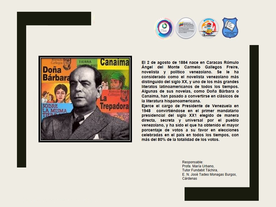 murbano_p's tweet photo. #02Agosto || NACE RÓMULO GALLEGOS FREIRE @_LaAvanzadora @Berzabethg1 @MPPEDUCACION @Fundabit_ @FundabitTachira @jasmiramartinez @CDCE - https://t.co/Rpqn0onvEo