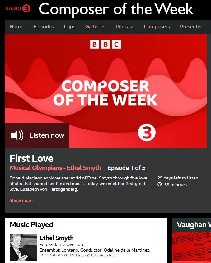 Retrospect Opera (@retrospectopera) on Twitter photo This week's <a href="/BBCRadio3/">BBC Radio 3</a> Composer of the Week was <a href="/DameEthelSmyth/">Dame Ethel Smyth</a>, and excerpts from <a href="/RetrospectOpera/">Retrospect Opera</a>'s recordings of her operas 'The Boatswain's Mate' and 'Fête Galante' were featured in three of the episodes! Listen again here: bbc.co.uk/programmes/b00… This week's <a href="/BBCRadio3/">BBC Radio 3</a> Composer of the Week was <a href="/DameEthelSmyth/">Dame Ethel Smyth</a>, and excerpts from <a href="/RetrospectOpera/">Retrospect Opera</a>'s recordings of her operas 'The Boatswain's Mate' and 'Fête Galante' were featured in three of the episodes! Listen again here: bbc.co.uk/programmes/b00…