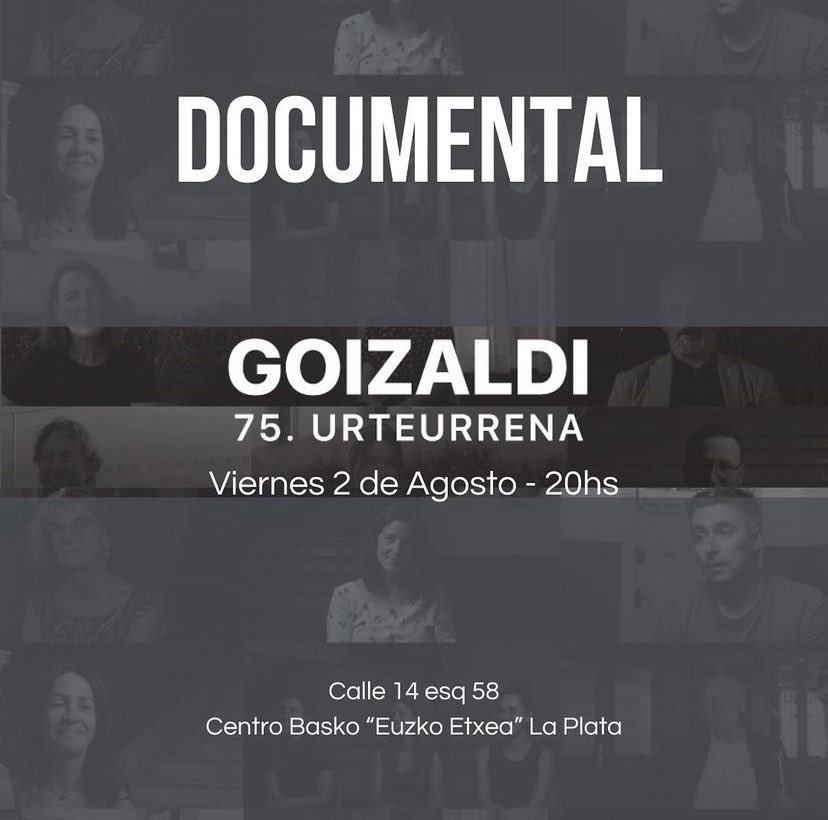 GAUR La Platako <a href="/CentroBasko/">Centro Basko</a> Euskal Etxean, Goizaldiren 75. urteurreneko dokumentala ikusgai!

Hoy emitiremos el documental del 75 aniversario de Goizaldi en La Plata (Argentina). 

#GoizaldiArgentinan #goizaldi #euskalkultura #argentina #donostia #euskaldiaspora