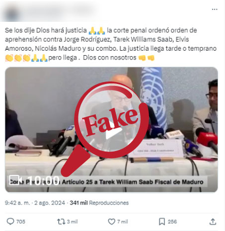 ObservatorioFN's tweet photo. ¿La Corte Penal Internacional dictó orden de aprehensión contra Tarek William Saab, Elvis Amoroso, Jorge Rodríguez y Nicolás Maduro?

🚫#FAKE. El organismo internacional no se ha pronunciado contra ningún funcionario del gobierno venezolano.

El mensaje compartido en #X es la variación de un bulo que circula en #RRSS desde 2021.

https://t.co/FdAa1oLBck⬅️

 🔎@Osmanrd0