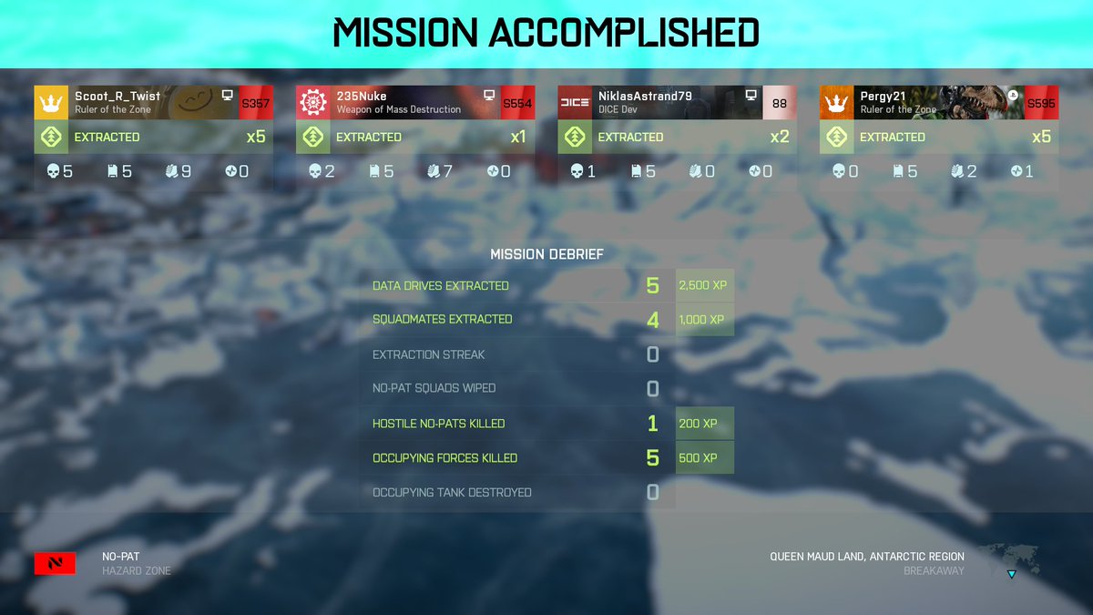 NiklasAstrand's tweet photo. Tonight's "clean sweep" squad. 2x20 drives extracted.
@Pergy21 @scootertwist @nuke_235 #battlefield2042 #hazardzone https://t.co/q3mDiV4H0F