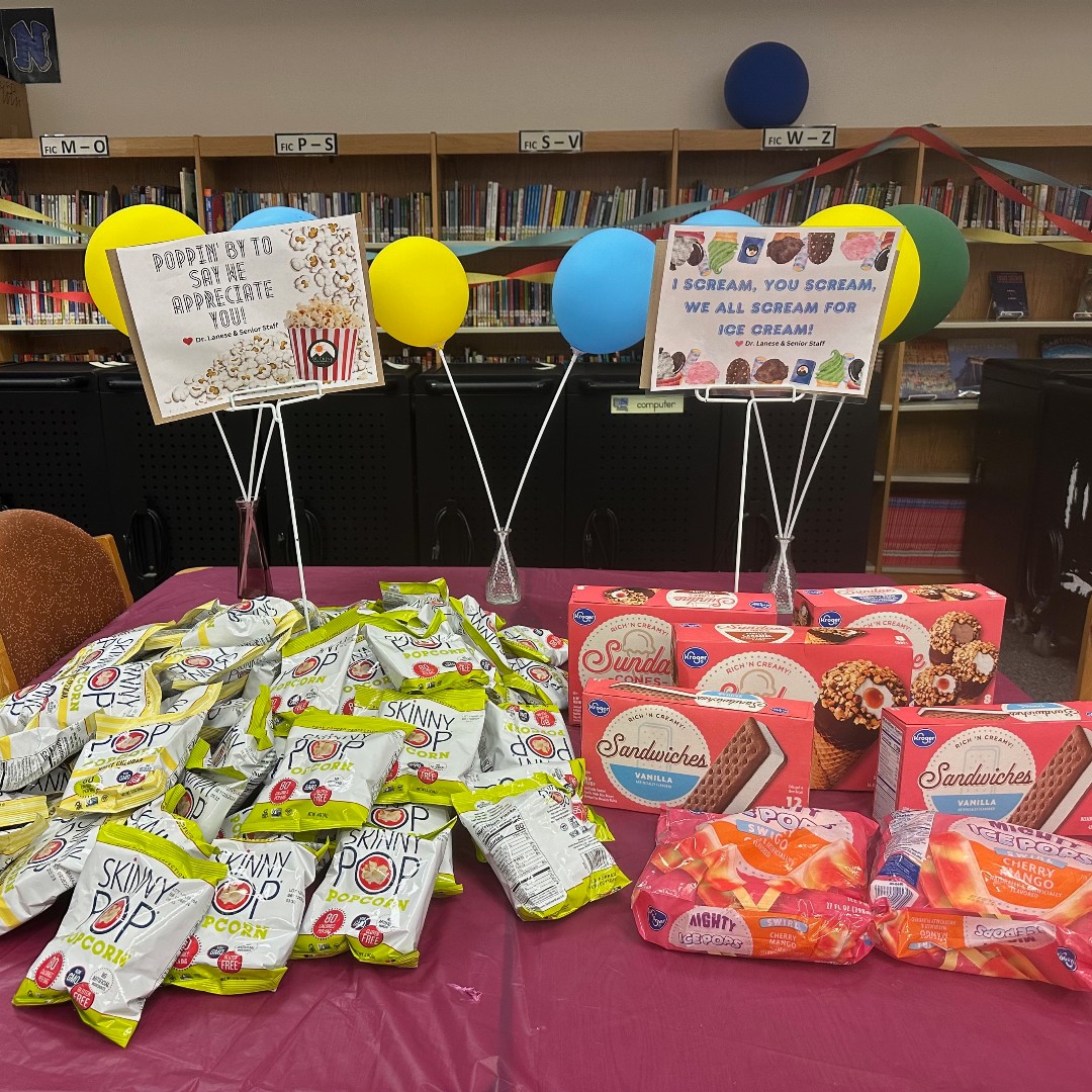 SundanceMustang's tweet photo. Sweet treats for a sweet start! 🍰📚 Our teachers are busy prepping for the new year, and our Superintendent and Senior Staff members are fueling their hard work with some delicious rewards. Here’s to a fantastic year ahead! #MustangPride #BESDistheBEST https://t.co/y8te7k31Er