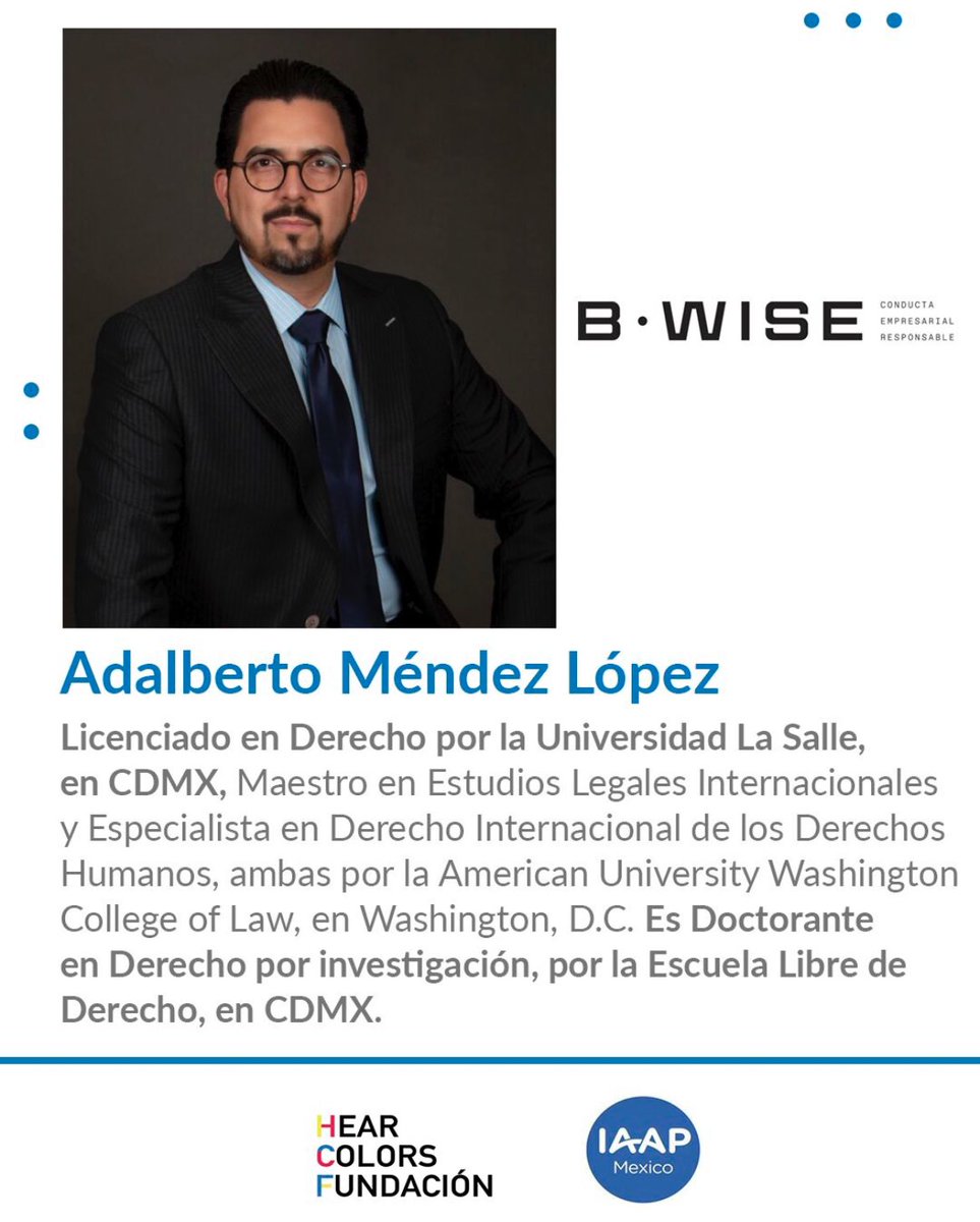 ADALSAMMA's tweet image. Un privilegio ser parte del Consejo Asesor del Capítulo México 🇲🇽 de @IAAPOrg. Para @BWiseRBC, es un honor ser parte de las y los consejeros del sector privado de la organización global más importante en materia de accesibilidad. #BWISE, proveemos #SolucionesLegales Sostenibles