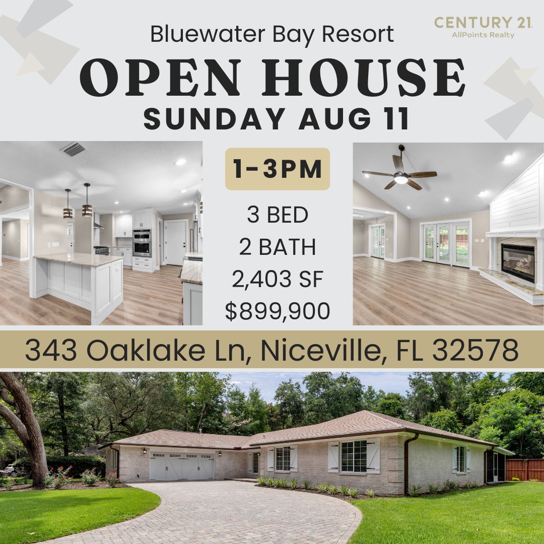 PlatinumProsFL's tweet photo. Open House NEXT Sunday Aug 11 (1-3pm) at 343 Oaklake Ln, Niceville, FL 32578. Check out the video link below https://t.co/sOGYuTalhi via @YouTube https://t.co/WX222cl7eU