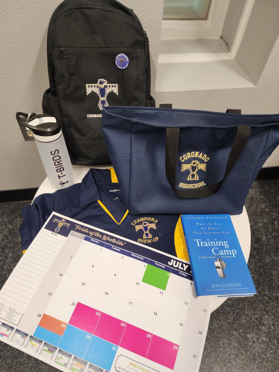 AbiEduVerse's tweet photo. Excited about all the amazing goodies we received at Coronado High School this week! Huge thanks to our principal @reynahustles for the awesome swag with our logo and branding. Go T-Birds! 🦅#WhereChampionsSoar💛💙 #CoronadoHS🌟 #ItStartsWithUs🍎❤️ https://t.co/mzmALtzJJl