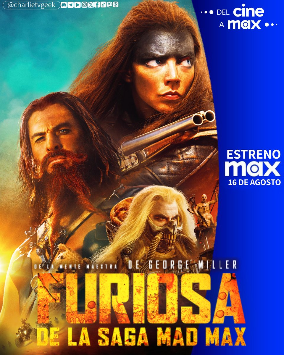 charlietvgeek's tweet photo. #PRÓXIMAMENTE
Un nuevo capítulo en la saga de Mad Max está llegando!
#DelCineAMax presenta: #FURIOSA : De La Saga Mad Max estreno 16 de agosto en #MaxLA.
*Fecha sujeta a cambios sin previo aviso*
#FuriosaAMadMaxSaga
#StreamMaxLA #MadMax
#FuriosaDeLaSagaMadMax https://t.co/obe8HbUKKd