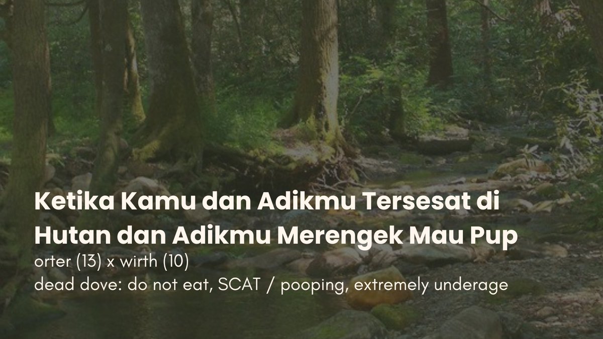 damszlette's tweet photo. #OrterWirth — 🔞
DEAD DOVE: DO NOT EAT , SCAT / Pooping , underage

Madl bersaudara tersesat di hutan dan Wirth mau berak.
[ https://t.co/KR8uF56njp ] https://t.co/CFQ3RiOSE4