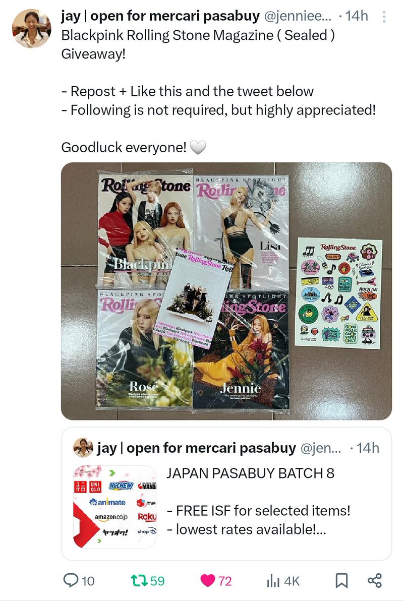 RidgeColl_yah's tweet photo. @jennieeyuh @Twicepink0103 Done, tysm po for this giveaway !!!! https://t.co/oFHa9dECa1