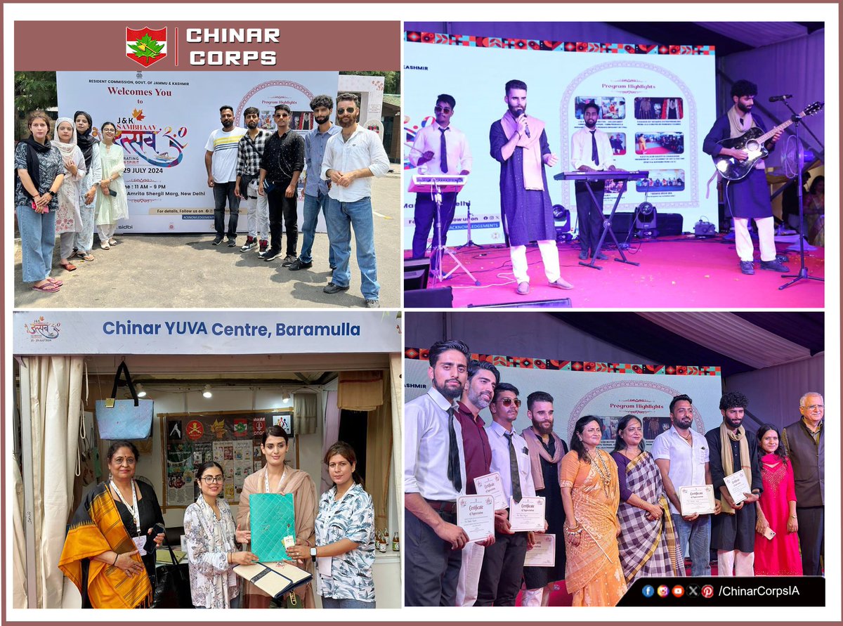 #ChinarCorps congratulates Chinar YUVA Centre #Baramulla for performing at the prestigious Sambhaav Utsav 2.0 in New Delhi.
Chinar Corps is committed to promote local #talent, #culture, and #heritage of #Kashmir
<a href="/adgpi/">ADG PI - INDIAN ARMY</a>
<a href="/NorthernComd_IA/">NORTHERN COMMAND - INDIAN ARMY</a>
<a href="/OfficeOfLGJandK/">Office of LG J&K</a>
<a href="/diprjk/">Information & PR, J&K</a> #OlympicGames