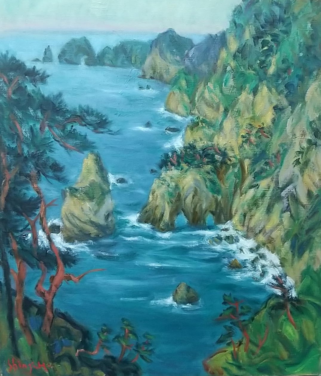 油彩画「荒崎海岸」油絵 絵画 風景画 P10 油彩画「荒崎海岸