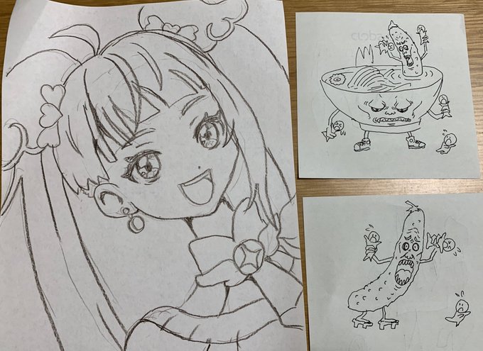 午前の進捗娘ちゃんリクエストのキュアスカイときゅうりラーメンもったいないオバケ 