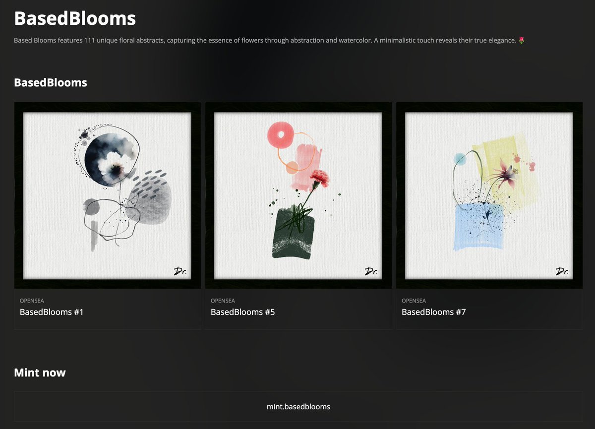 <a href="/base/">Base</a> 🌷 Mint your BasedBlooms <a href="/manifoldxyz/">manifold.xyz</a> 

🔗 curate.page/t/basedblooms