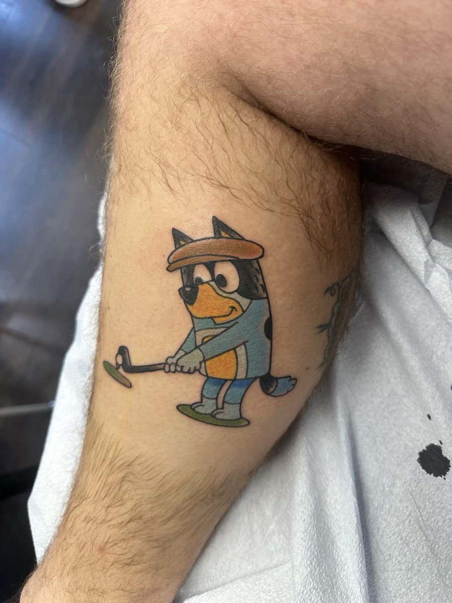 RetroHorrorInk's tweet photo. Bandit tattoo came out so good. https://t.co/DMe0DWgZf3