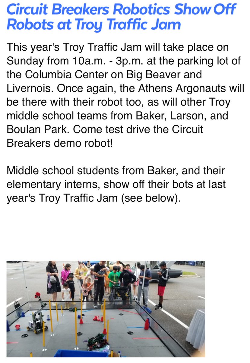 Sunday from 10am-3pm… Troy Traffic Jam. Be there! #STEM #CareerReadiness