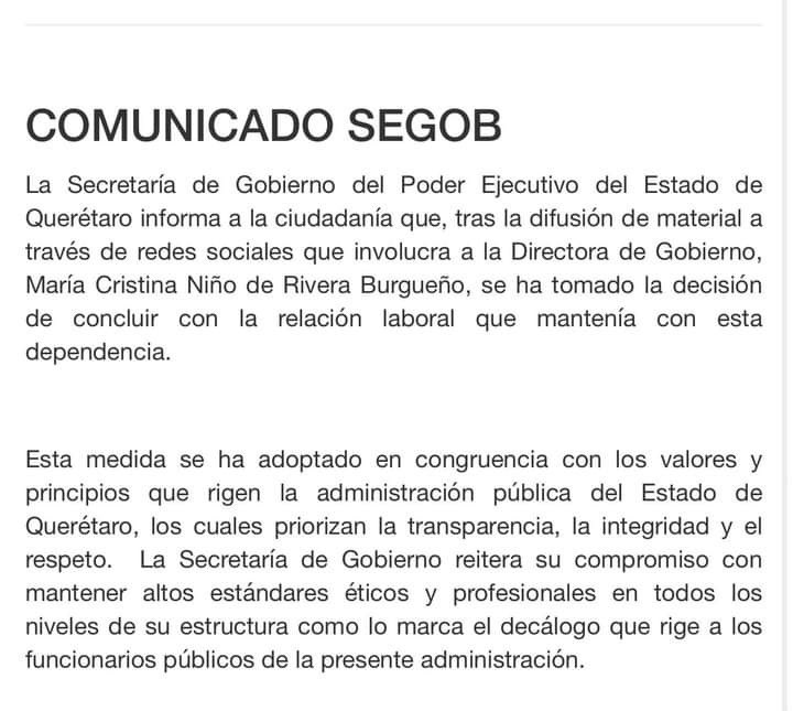 azucenau's tweet photo. #Relevante | Fue despedida Cristina Niño de Rivera, de su cargo como directora de Gobierno de #Querétaro, tras un video que publicó en redes sociales https://t.co/rDLlRp7Es8